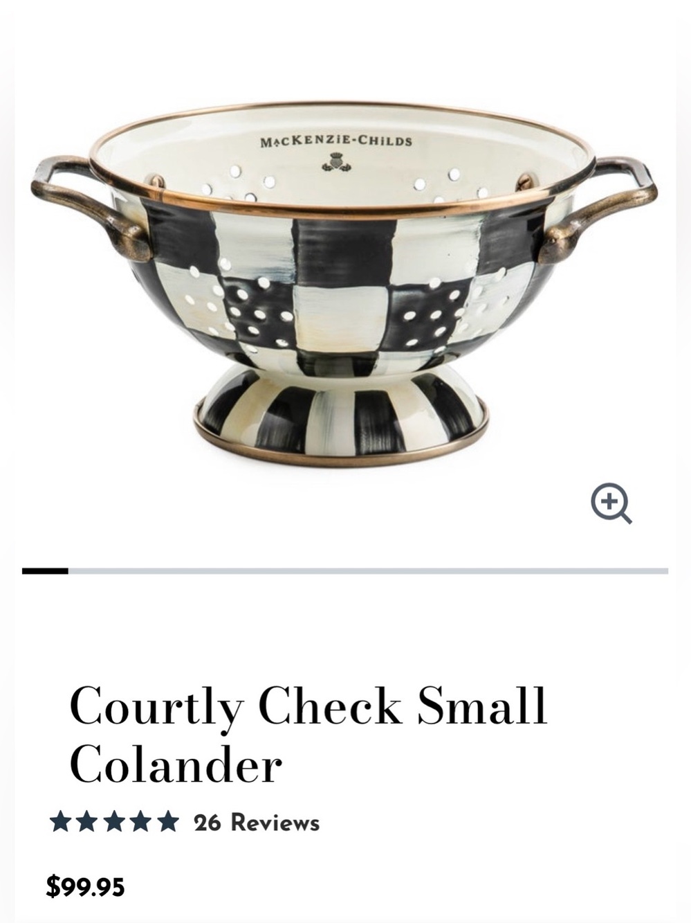MacKenzie-Childs small Courtly Check Colander